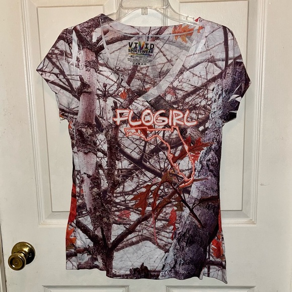 VIVID Sportswear Women’s Short Sleeve Flogirl Camo Top. Sz XL. - Picture 1 of 4